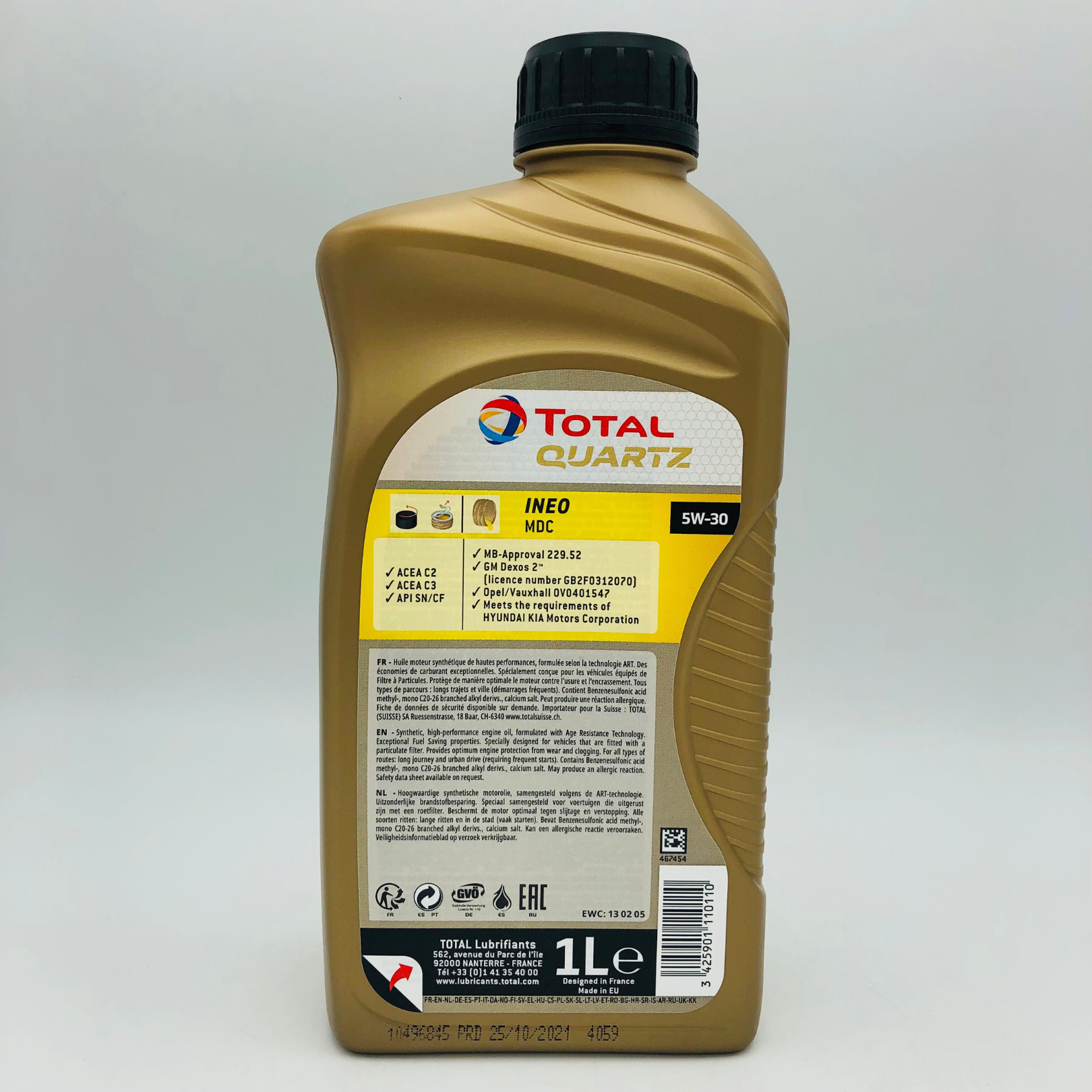 Total Quartz INEO MDC 5W-30 Engine Oil - ACEA C2/C3 API SN/CF - 1 Litre