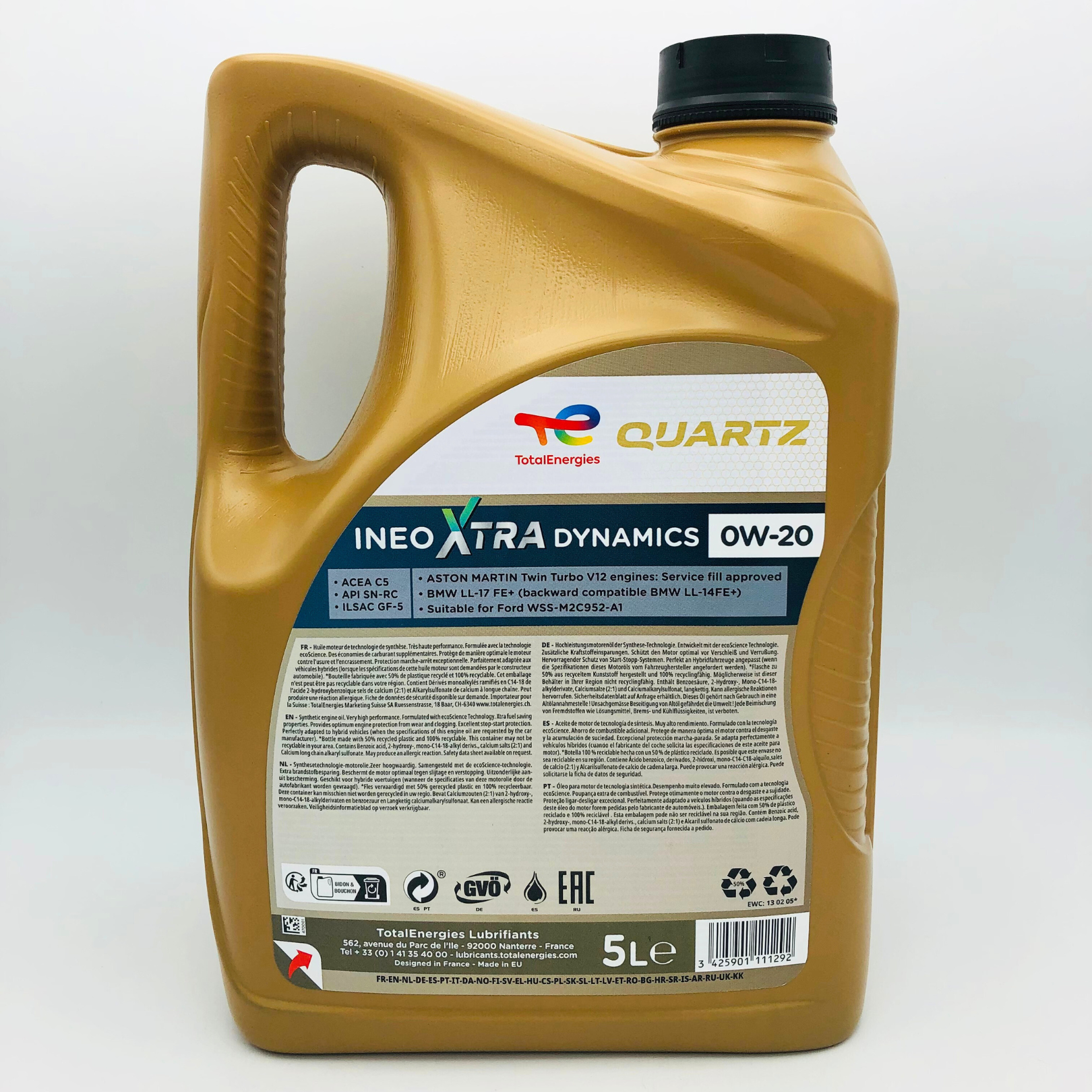 Total Quartz Ineo Xtra Dynamics 0W-20 Engine Oil - Aston Martin/BMW - 5 Litres