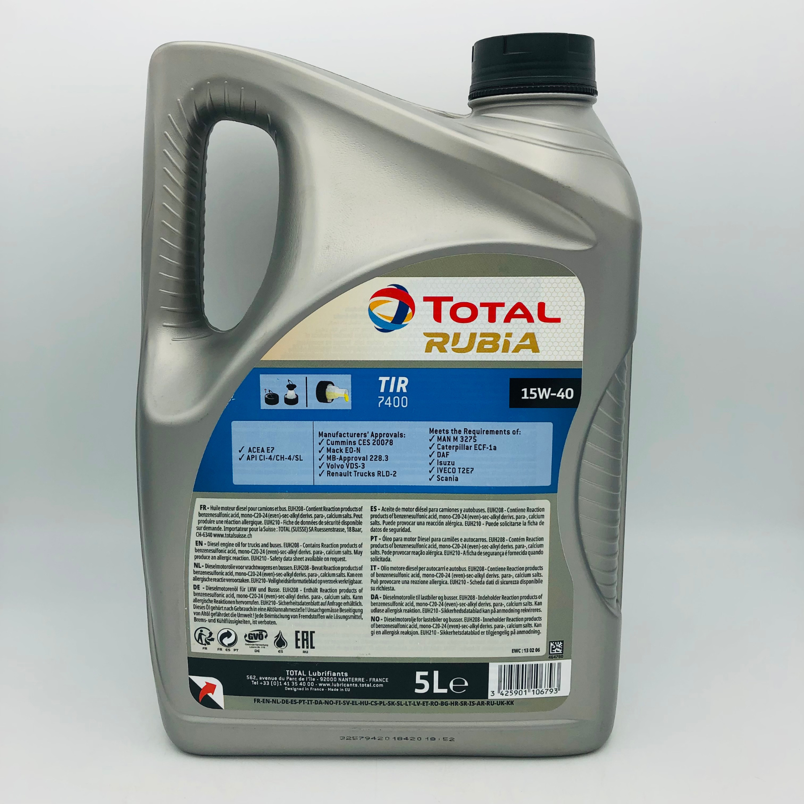 Total Rubia TIR 7400 Mineral Based 15W-40 Diesel Engine Oil - 5 Litres