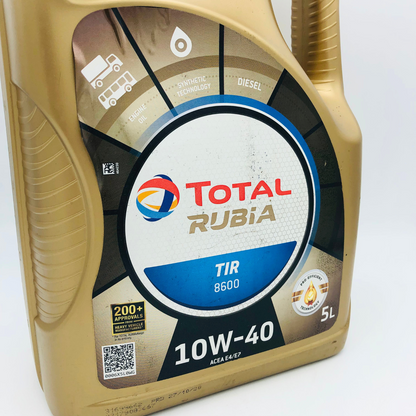 Total Rubia TIR 8600 Synthetic Based 10W-40 Diesel Engine Oil - 5 Litres