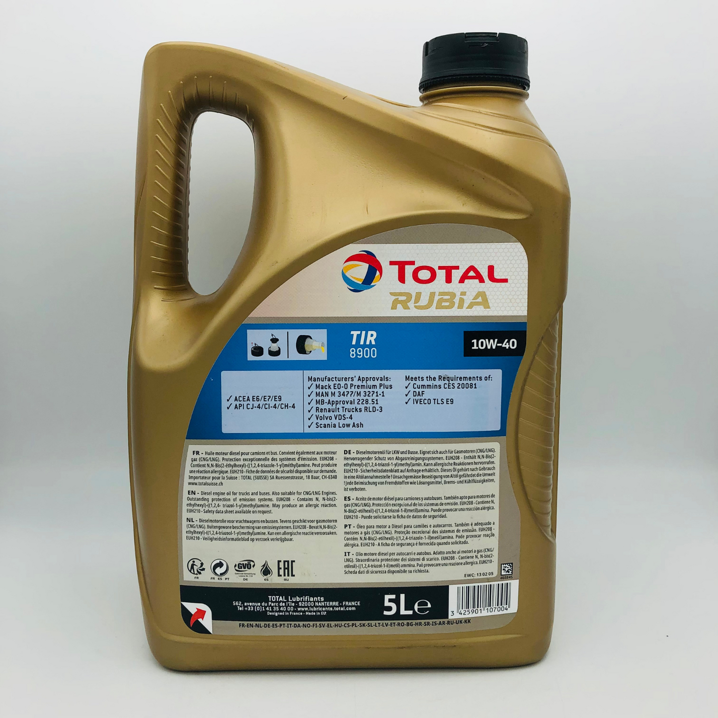 Total Rubia TIR 8900 Synthetic Based 10W-40 Diesel Engine Oil - 5 Litres