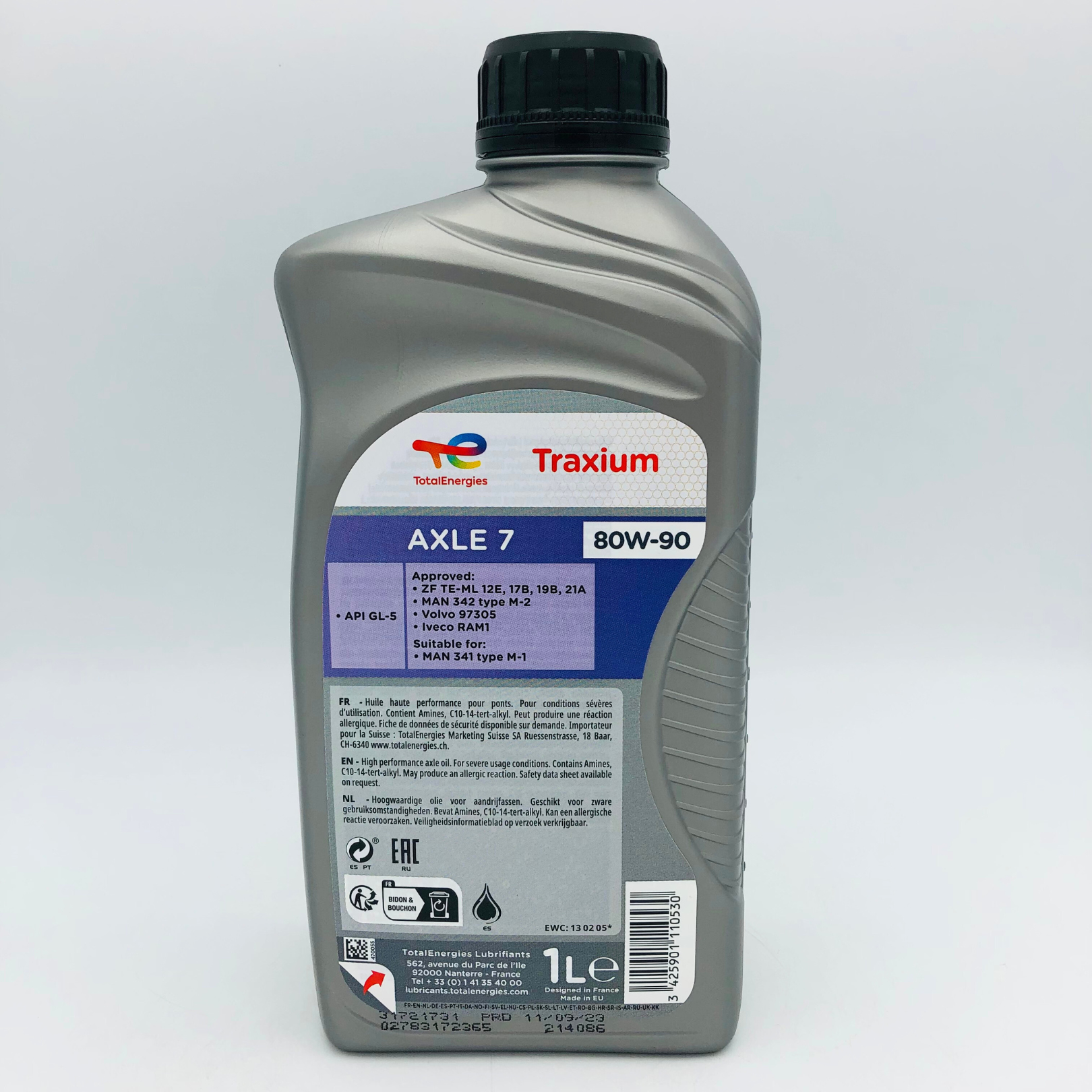 Total Traxium Axle 7 80W-90 Mineral Gear Oil - 1 Litre Image 4