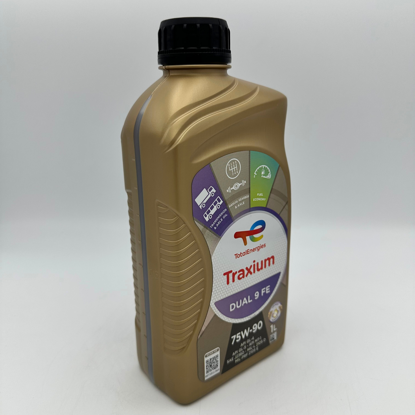 Total Traxium Dual 9 FE 75W-90 Synthetic Gear Oil - 1 Litre Side profile 2