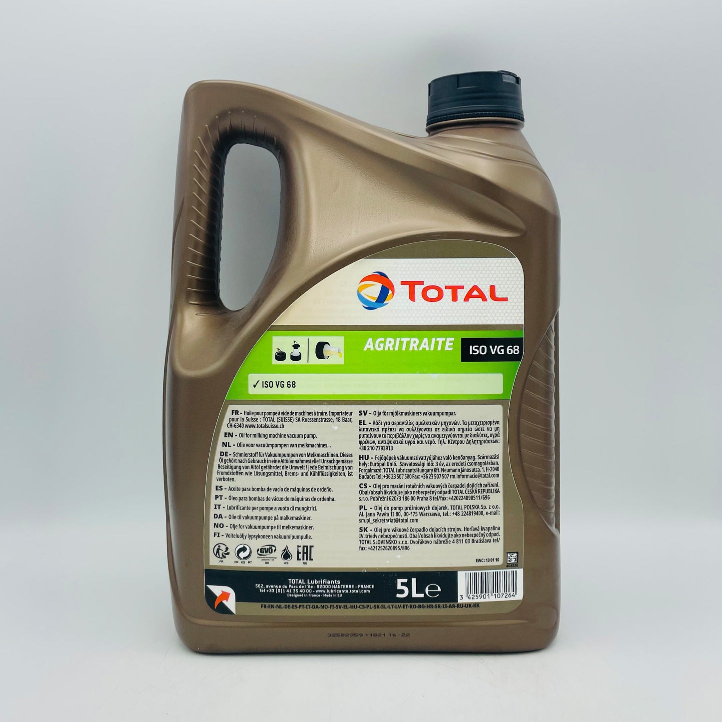 5L TotalEnergies Agritraite ISO VG 68 Oil For Milking Machine Vacuum Pumps - 5 Litres