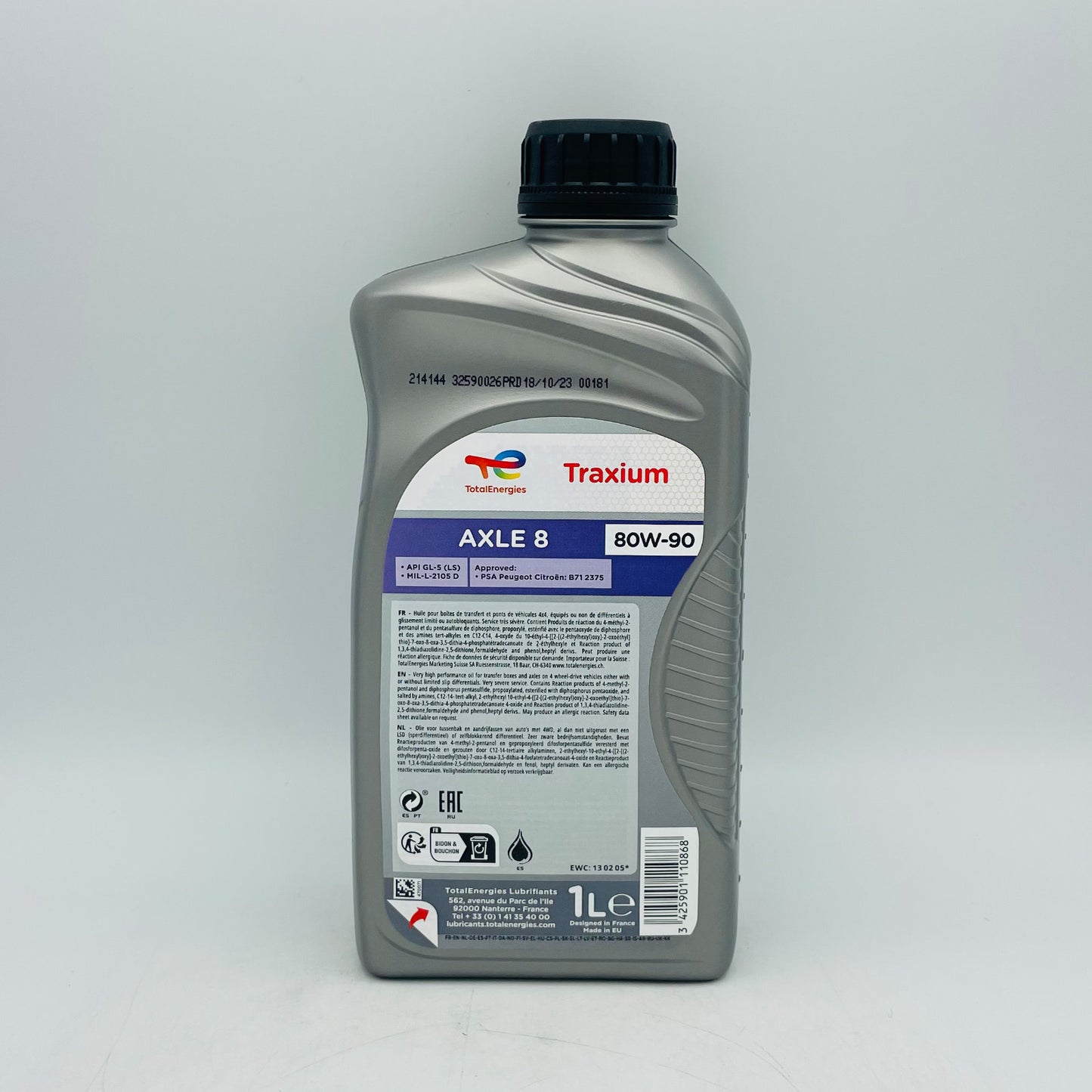 1L TotalEnergies Traxium Axle 8 Mineral Manual Transmission Fluid / Gear Oil 80W-90 - 1 Litre