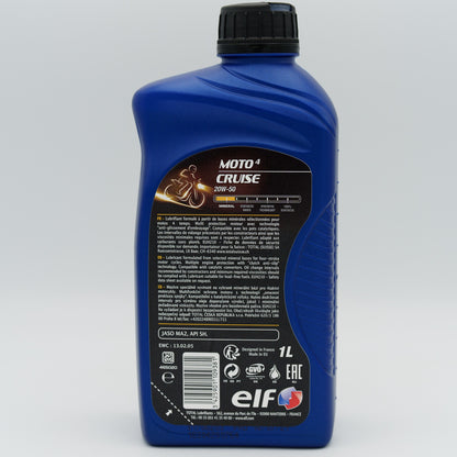 ELF Moto 4 Cruise 20W-50 Motorcycle 4-Stroke Mineral Engine Oil - 1 Litre