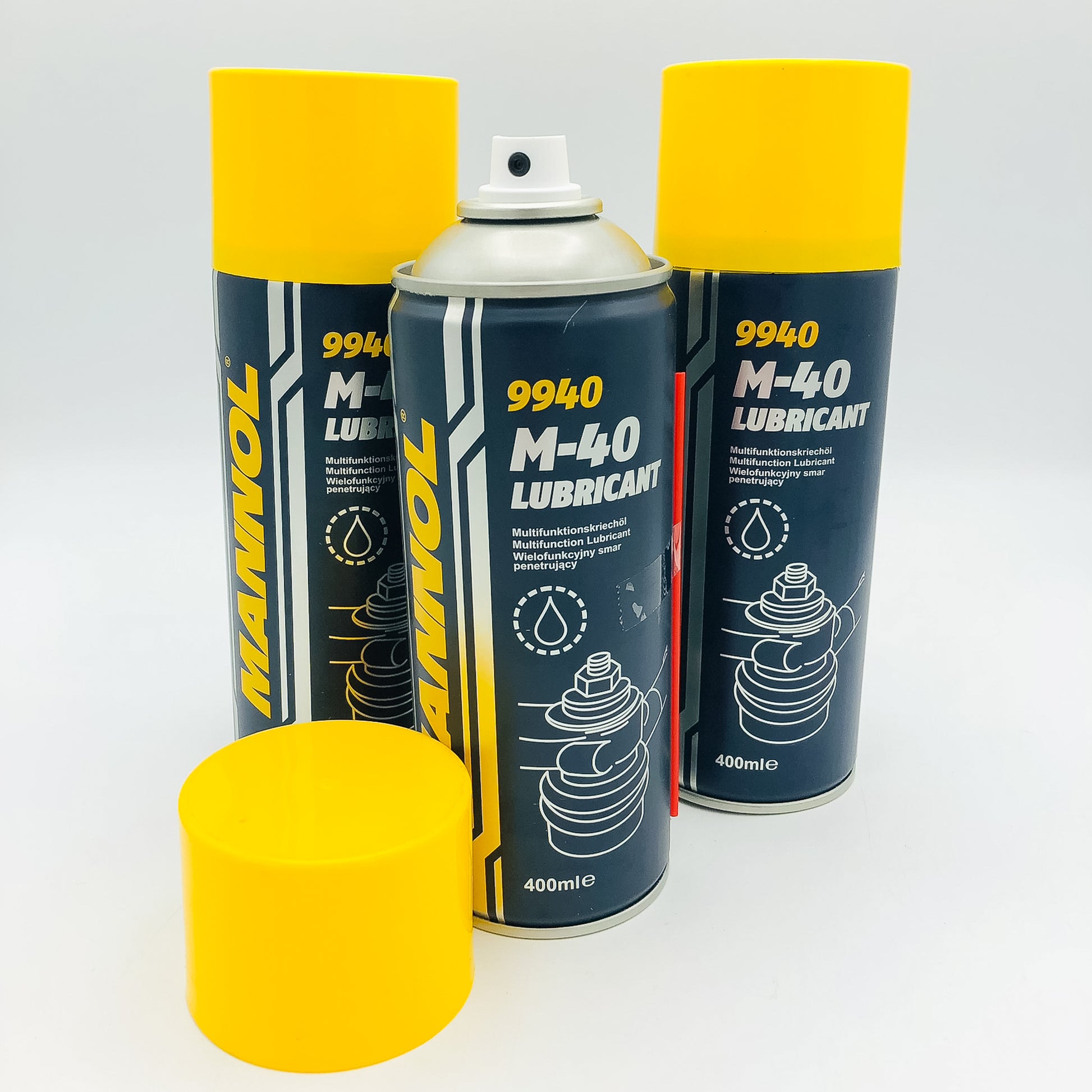 3x 400ml M-40 Mannol WD-40 alternative with one cap removed