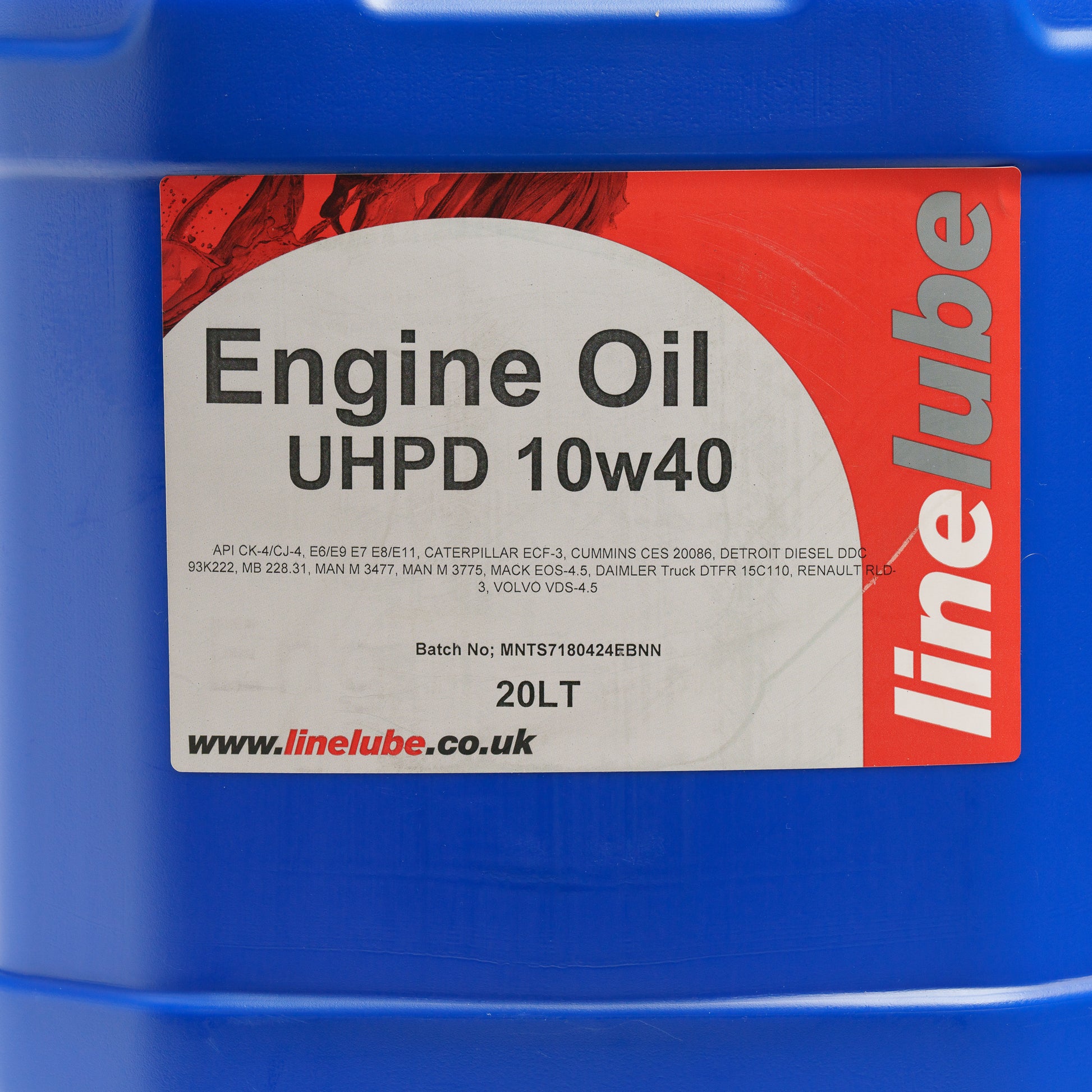 Linelube Heavy Duty Engine Oil UHPD 10W-40 - 20 Litres Label