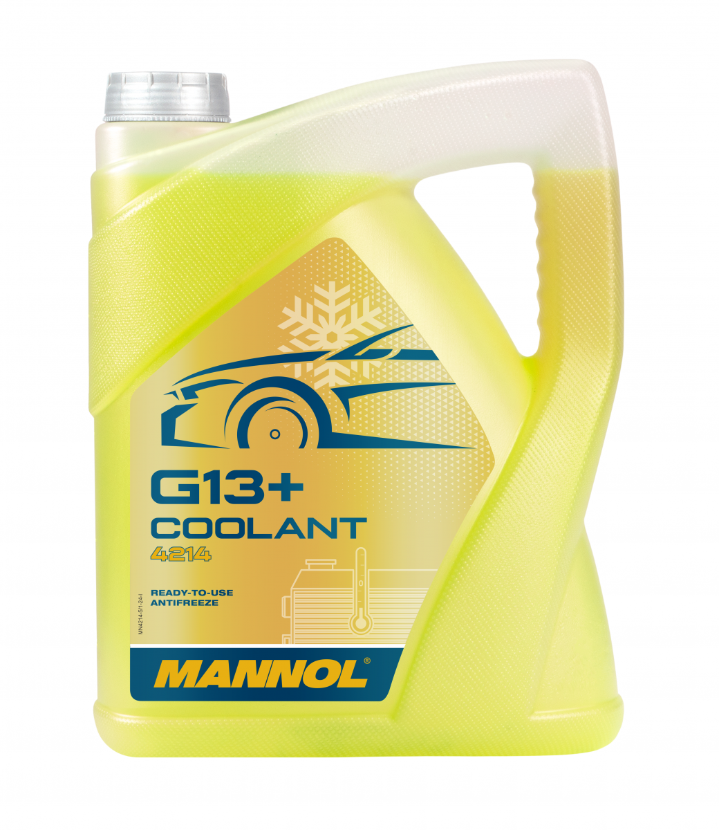 Mannol 4214 AG13+ Yellow Antifreeze/Coolant (-30°C) Ready-To-Use HOAT - 5 Litres