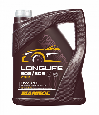 Mannol 7722 0W-20 Longlife VW 508/509 Fully Synthetic Engine Oil - 5 Litres