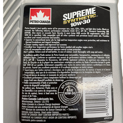 Petro-Canada Supreme Synthetic 10W-30 - 6 x 1 Litre