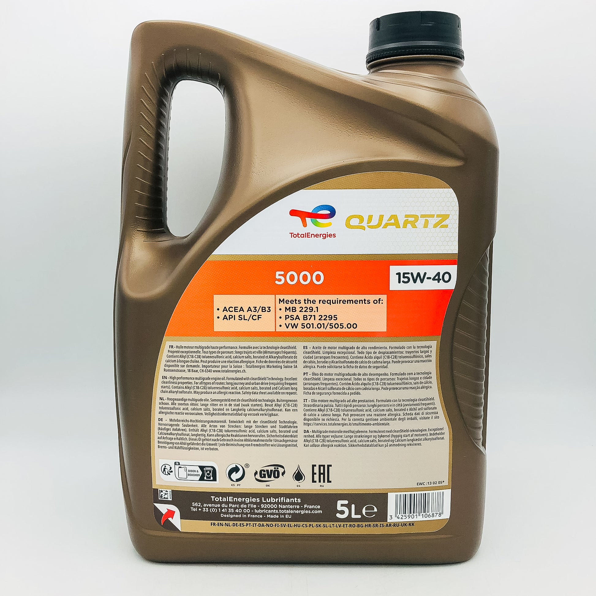 Total Quartz 5000 15W-40 High Performance Diesel Engine Oil - 5 Litres