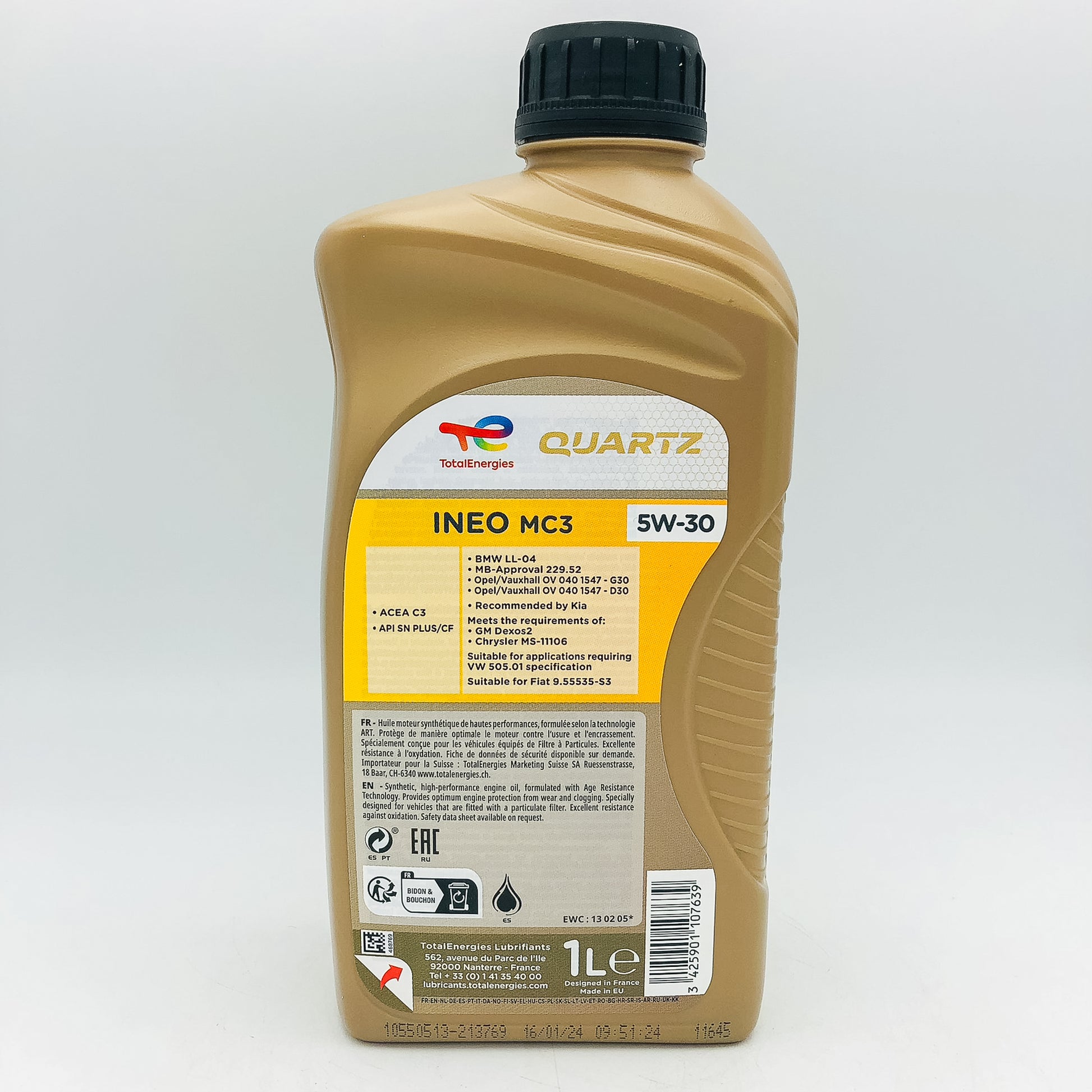 TOTAL QUARTZ INEO MC3 5W-30 Advanced Synthetic Technology Engine Oil - 1 Litre