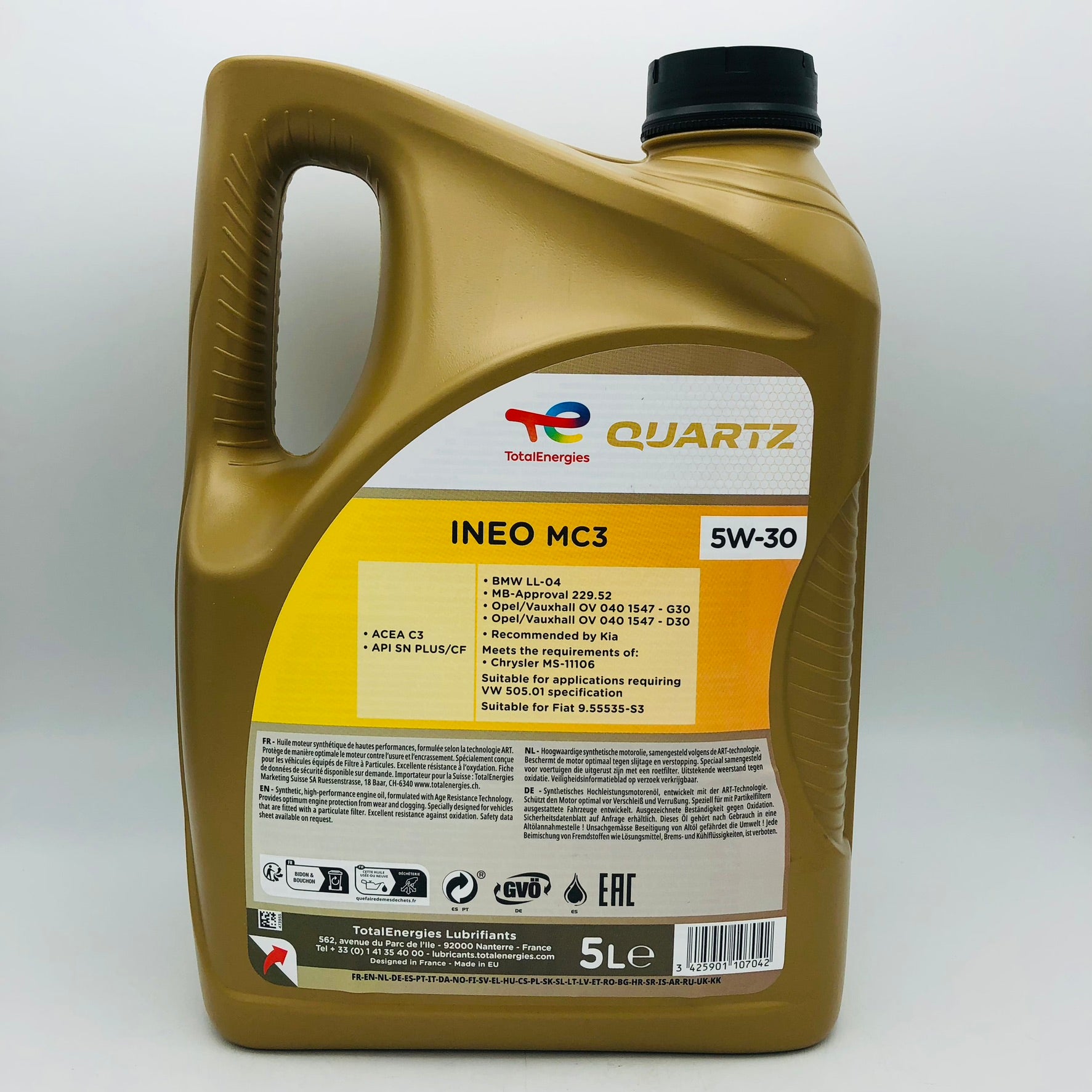 TOTAL QUARTZ INEO MC3 5W-30 Advanced Synthetic Technology Engine Oil - 5 Litres