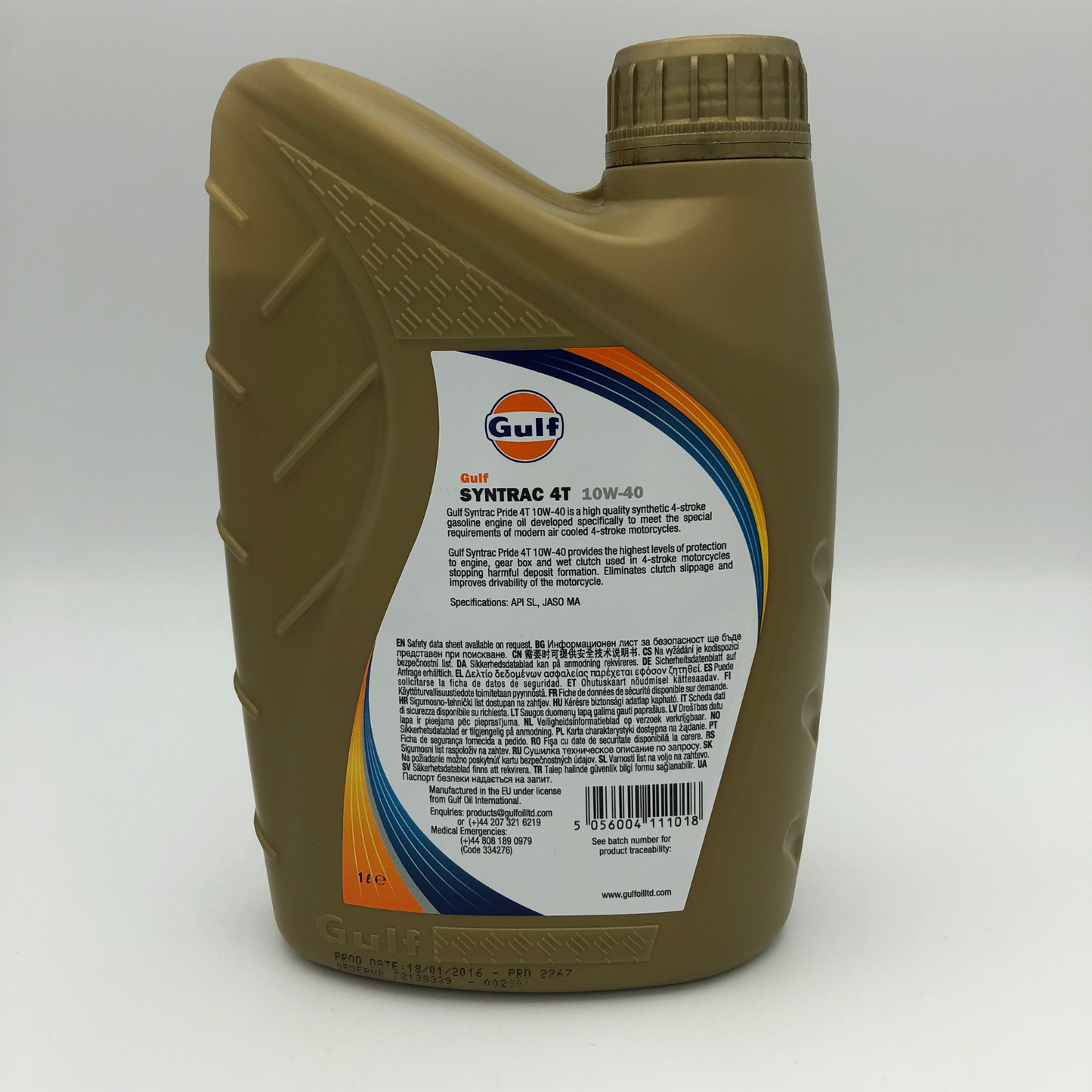 Gulf Syntrac 4T 10W-40 Synthetic 4 Stroke Motorcycle Oil - 1 Litre