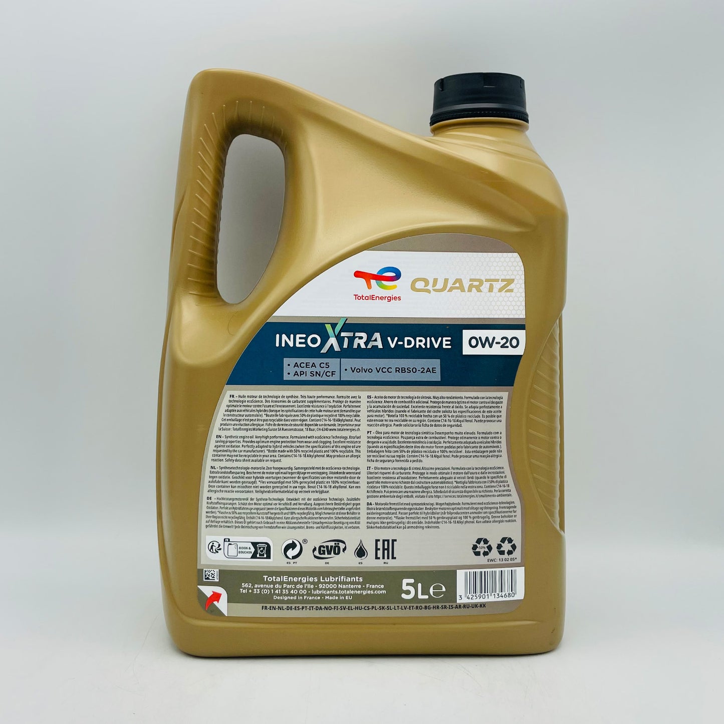 5L TotalEnergies Quartz INEO Xtra V-Drive 0W-20 Engine Oil - 5 Litres