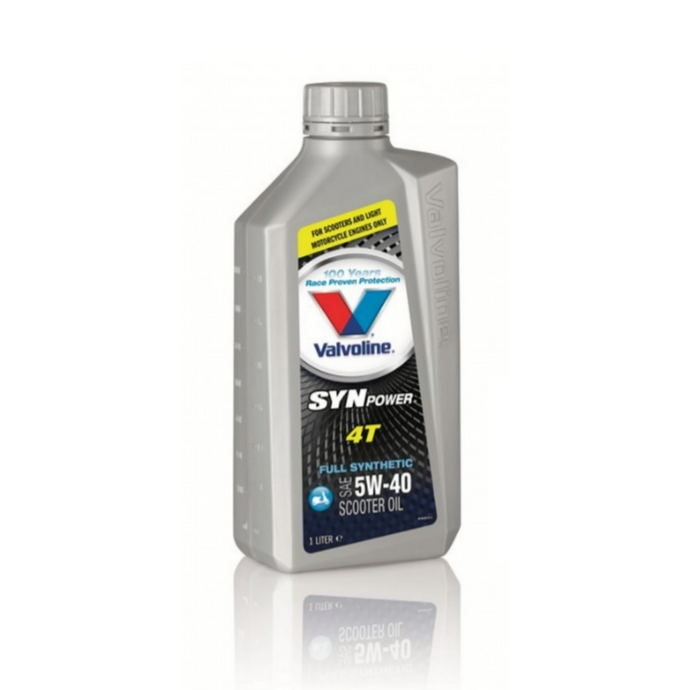 Valvoline Synpower Moped Scooter Motorcycle 5w40 API SJ 4T JASO MA Approved Fully Synthetic Engine Oil 4x1Litre
